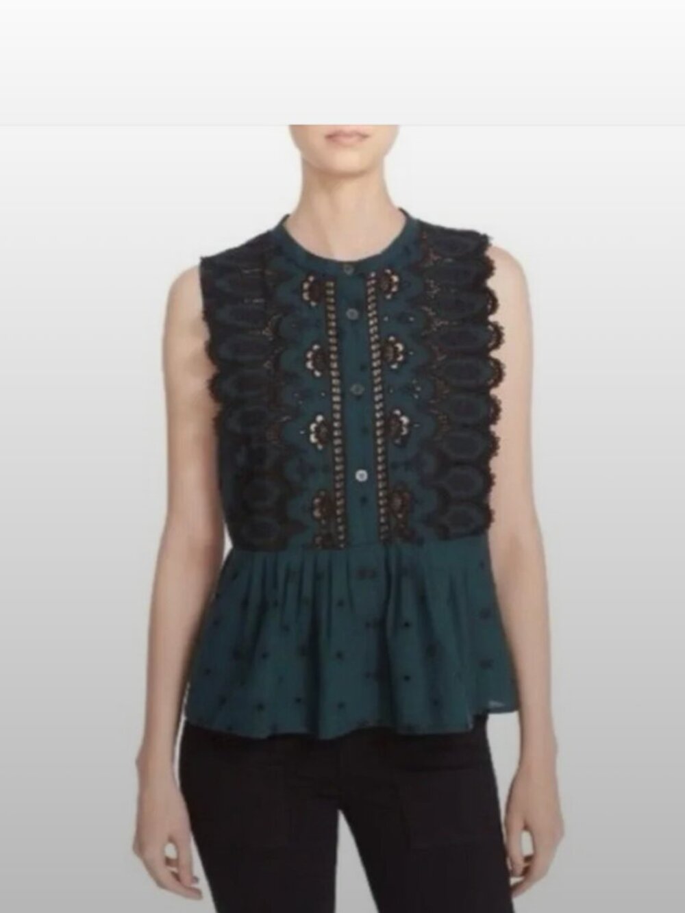 Sea New York Broderie Anglaise Button Down Tank